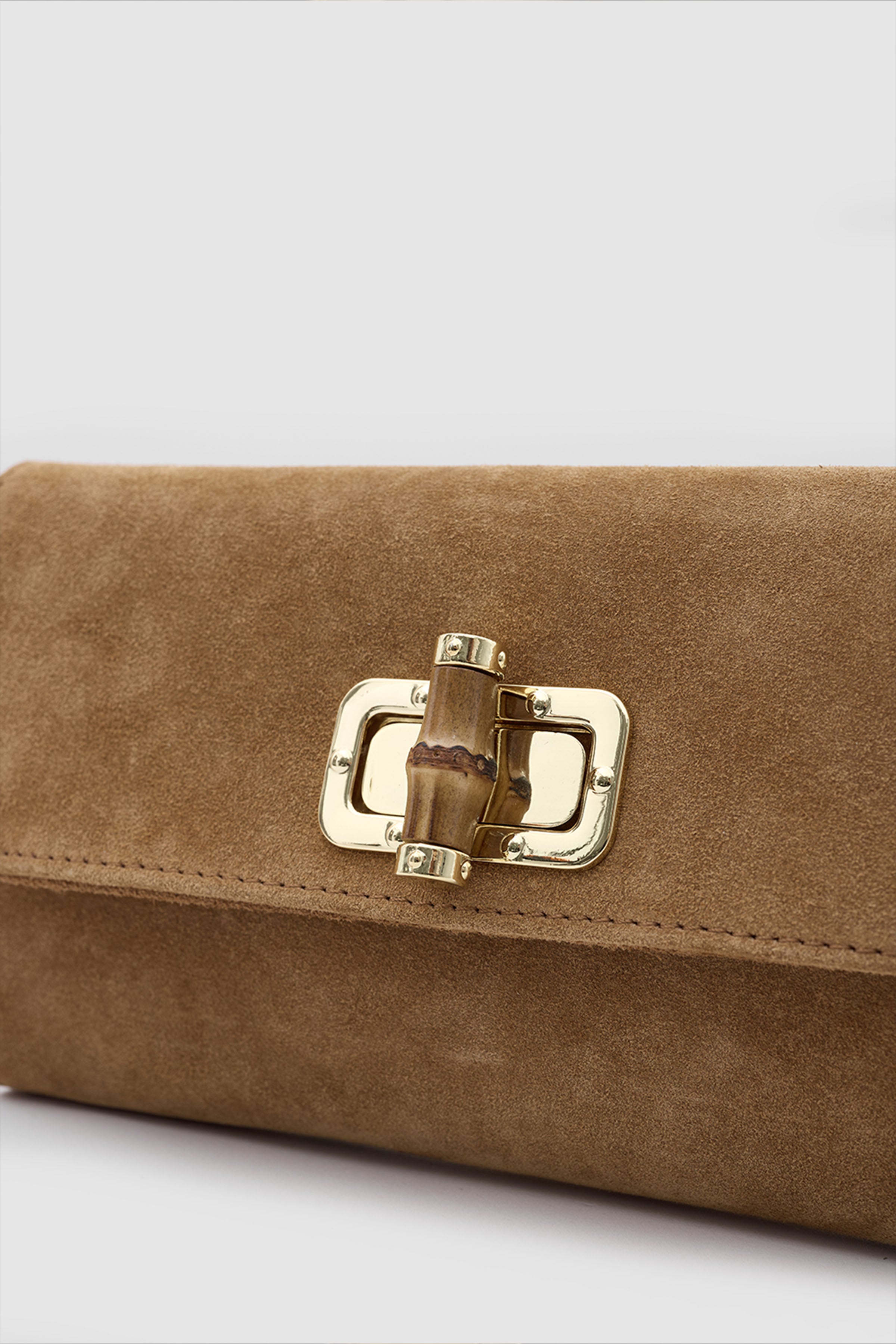 OY26503 FUDA İTHAL SÜET DERİ CLUTCH - TABA SÜET